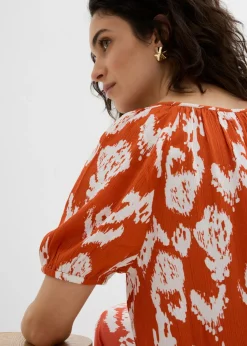 Blusa tipo túnica de viscosa arrugada