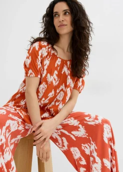 Blusa tipo túnica de viscosa arrugada