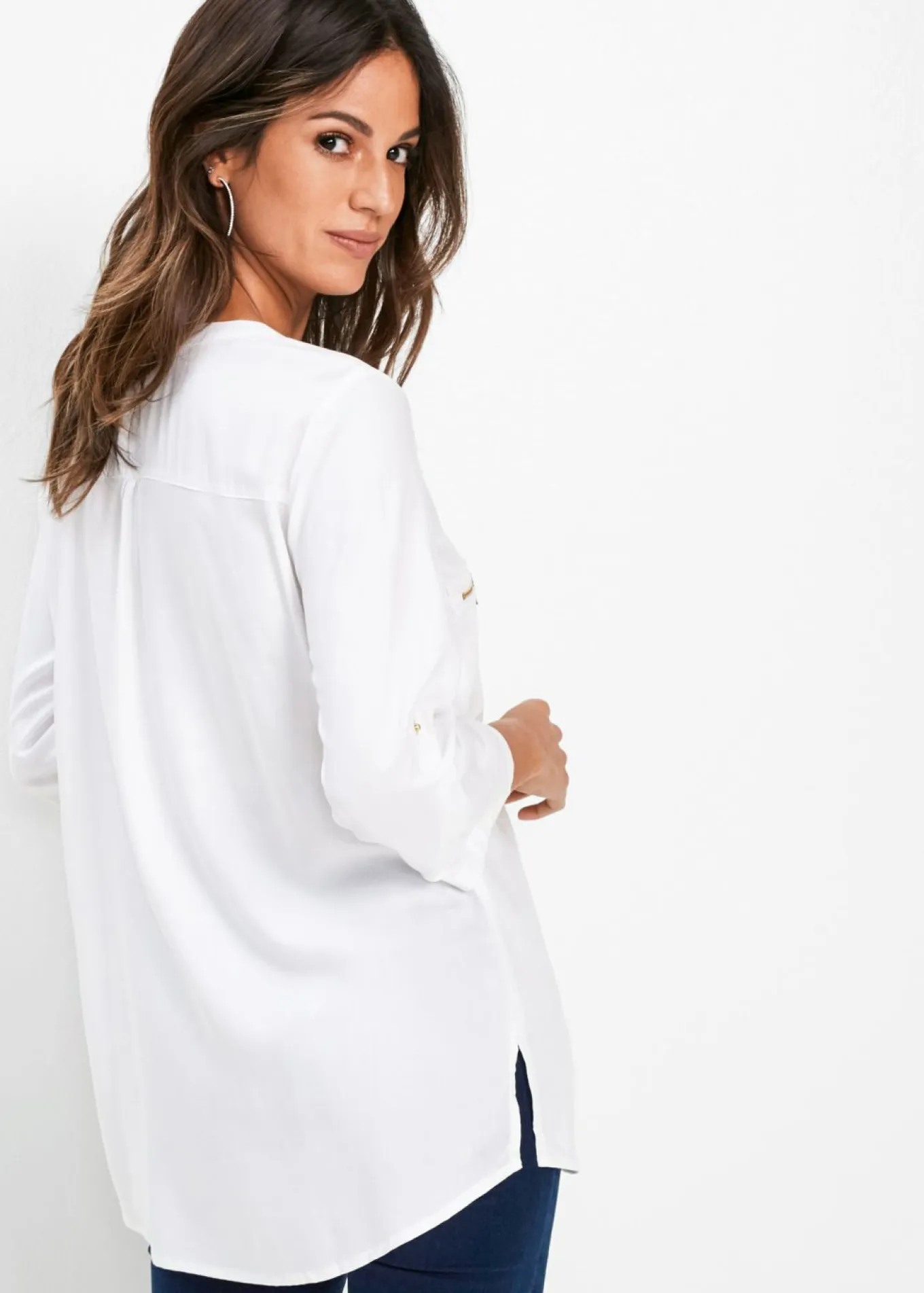 Blusa tipo túnica de viscosa fluida