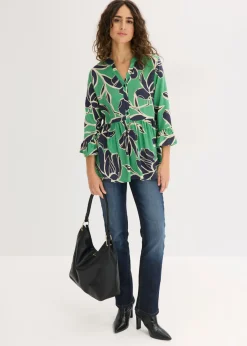 Blusa tipo túnica de viscosa fluida