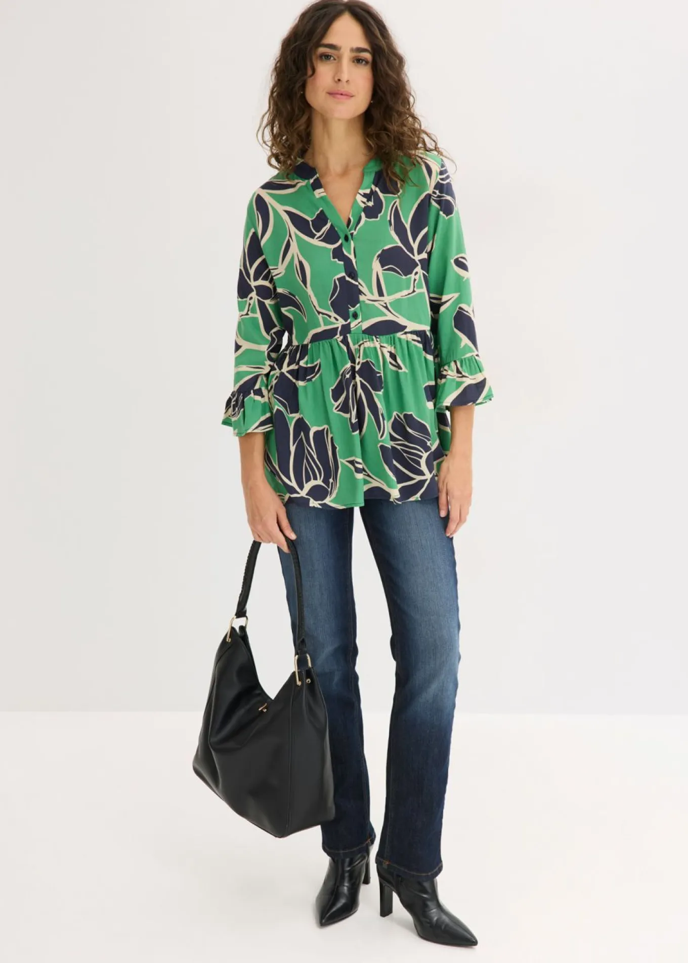 Blusa tipo túnica de viscosa fluida
