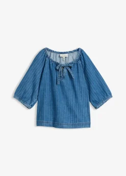 Blusa tipo túnica, vaquera, de algodón