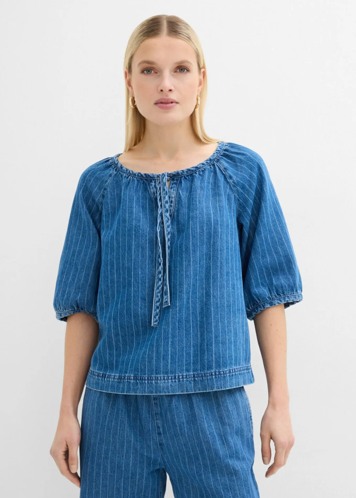 Blusa tipo túnica, vaquera, de algodón