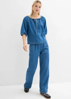 Blusa tipo túnica, vaquera, de algodón