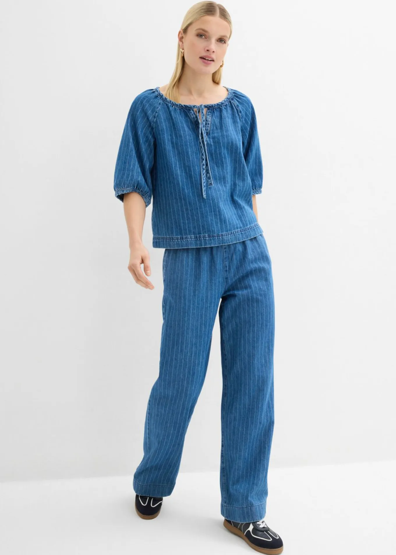 Blusa tipo túnica, vaquera, de algodón