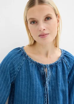 Blusa tipo túnica, vaquera, de algodón
