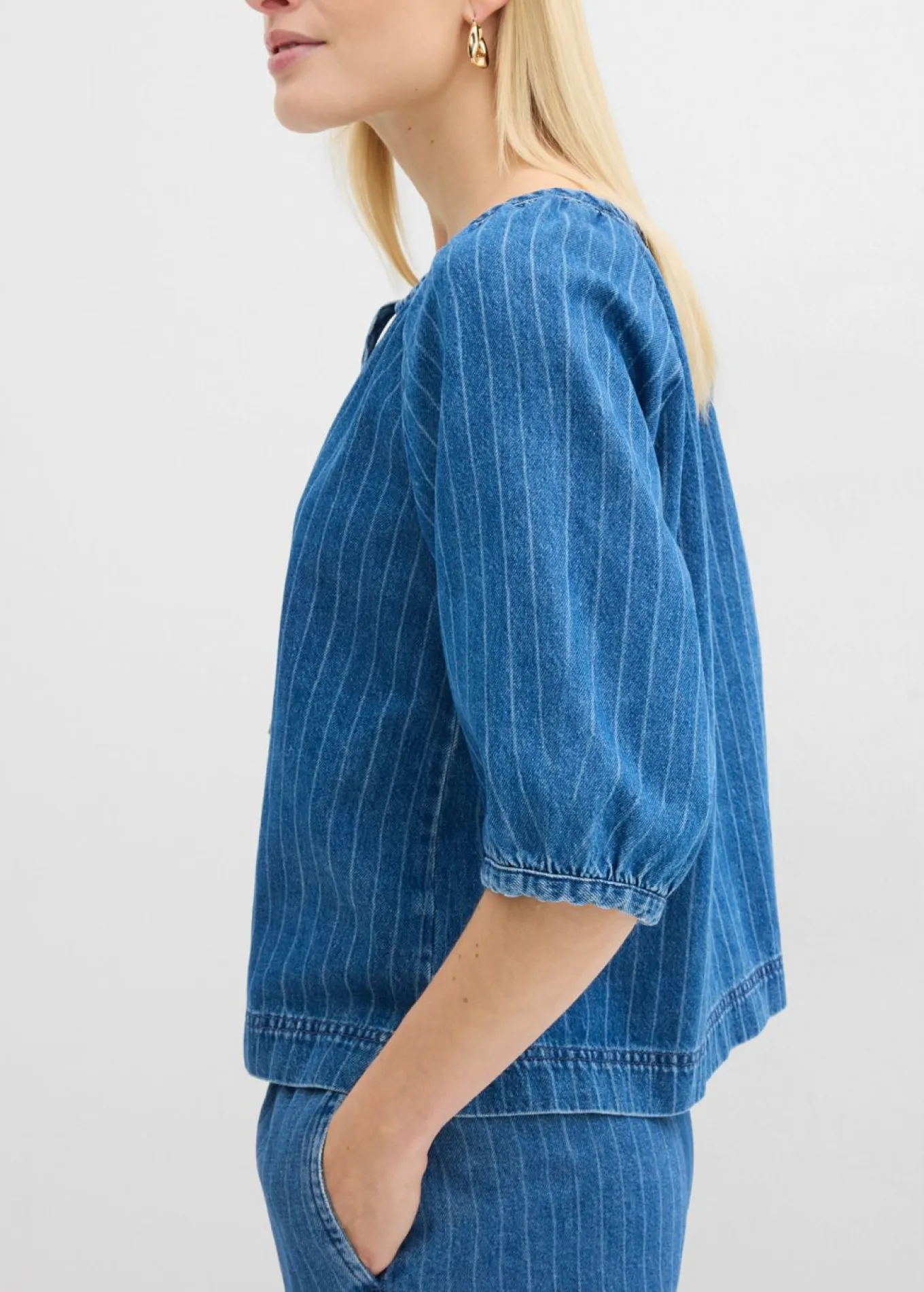 Blusa tipo túnica, vaquera, de algodón