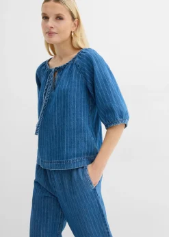 Blusa tipo túnica, vaquera, de algodón