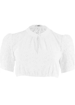 Blusa tirolesa con encaje calado