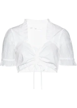 Blusa tirolesa con mangas de encaje