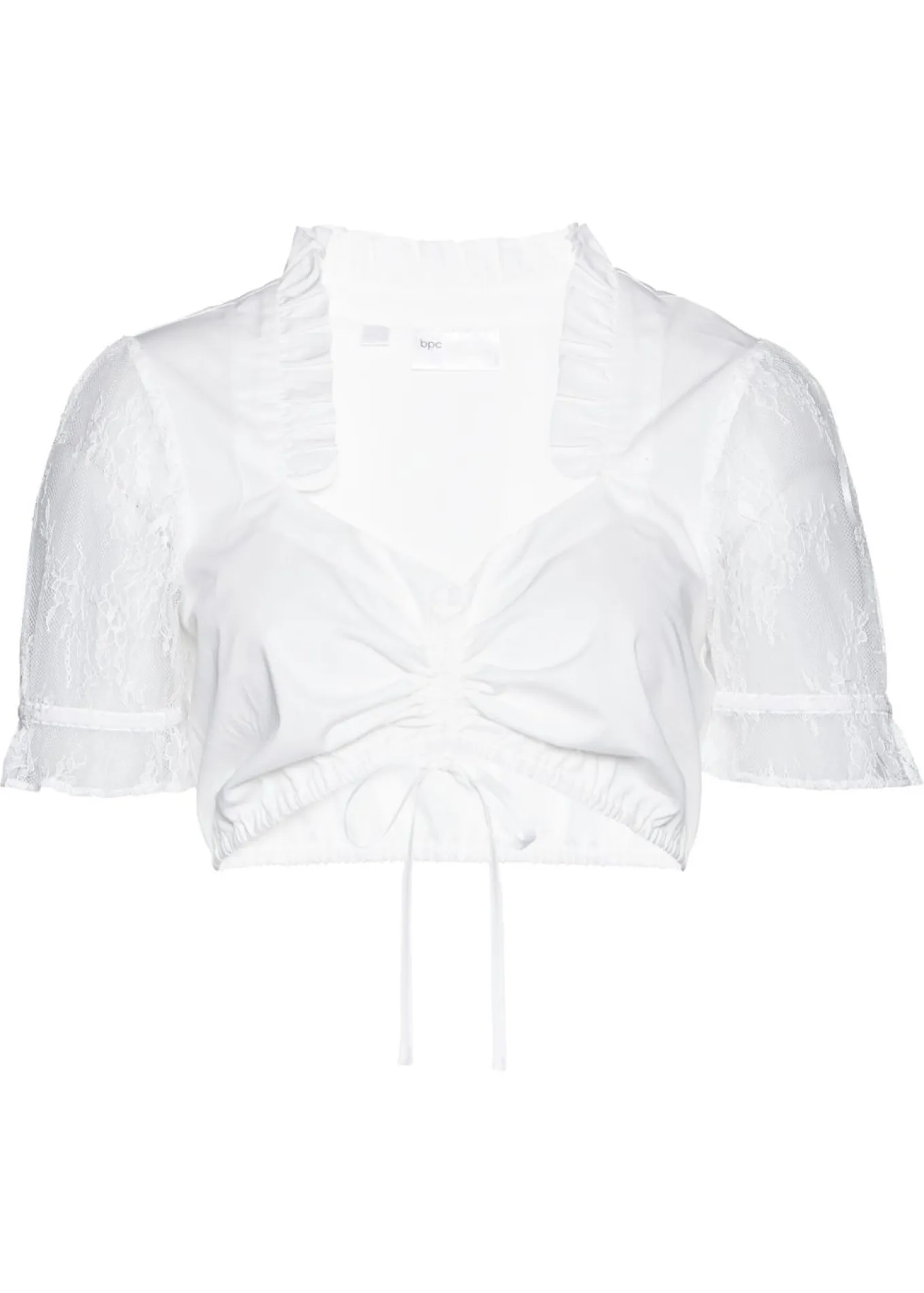 Blusa tirolesa con mangas de encaje