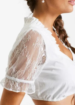 Blusa tirolesa con mangas de encaje