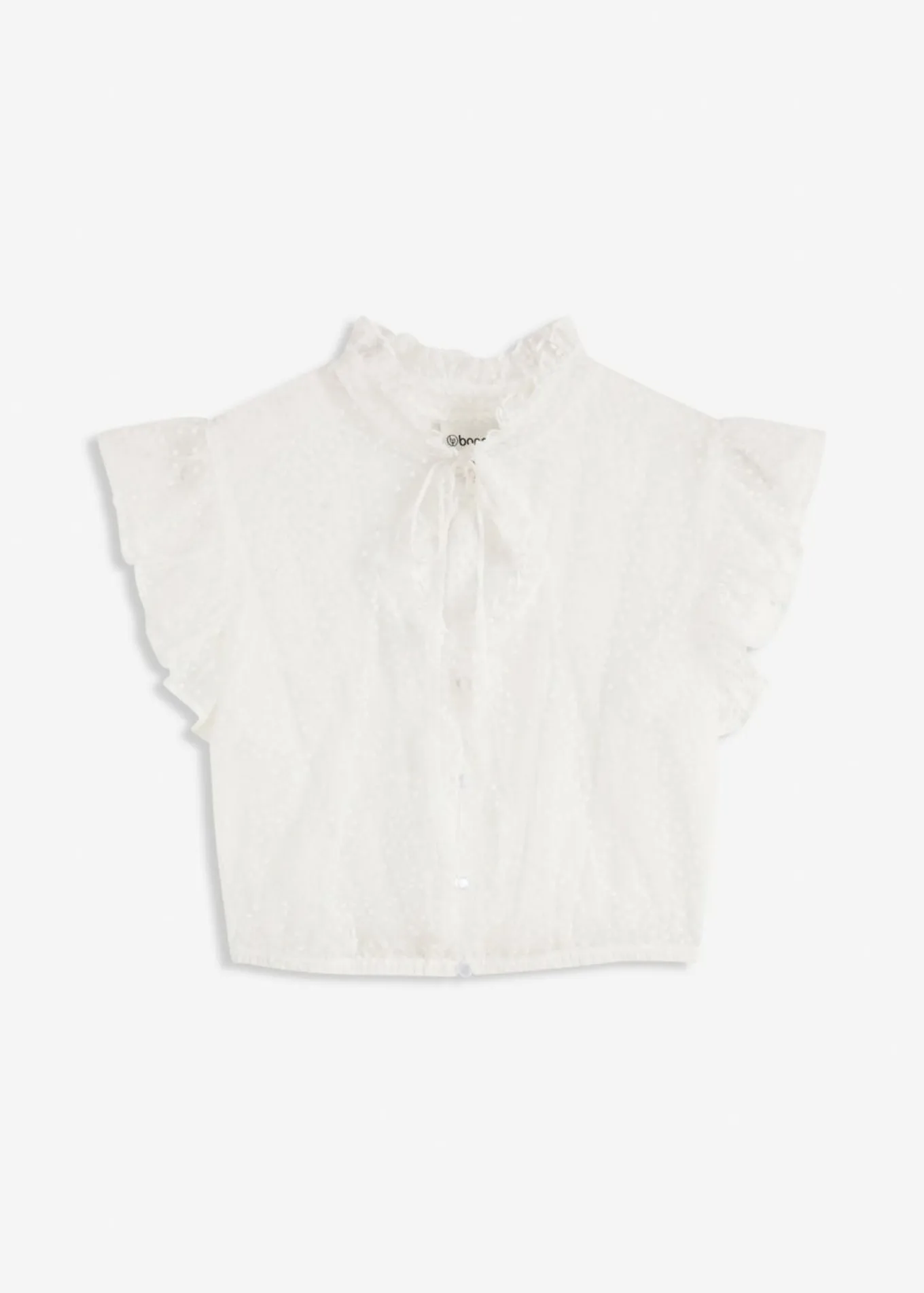Blusa tirolesa de tul delicado con estampado de lunares