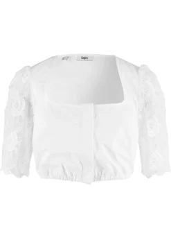 Blusa tradicional con manga de encaje