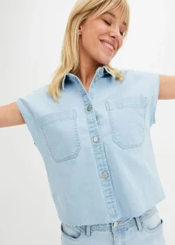 Blusa vaquera boxy, corta