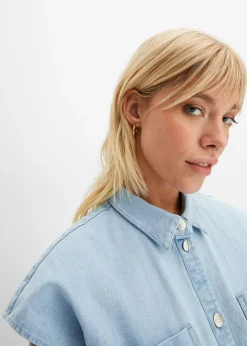 Blusa vaquera boxy, corta