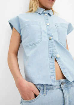 Blusa vaquera boxy, corta