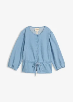 Blusa vaquera con mangas abullonadas, de algodón