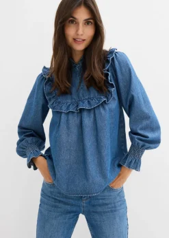 Blusa vaquera con volantes