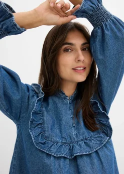 Blusa vaquera con volantes