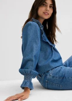 Blusa vaquera con volantes