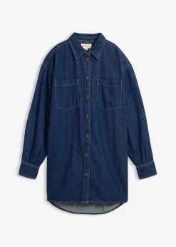 Blusa vaquera de tejido vaquero grueso de algodón puro con corte holgado