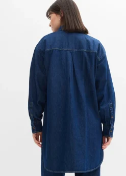 Blusa vaquera de tejido vaquero grueso de algodón puro con corte holgado