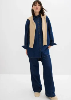Blusa vaquera de tejido vaquero grueso de algodón puro con corte holgado