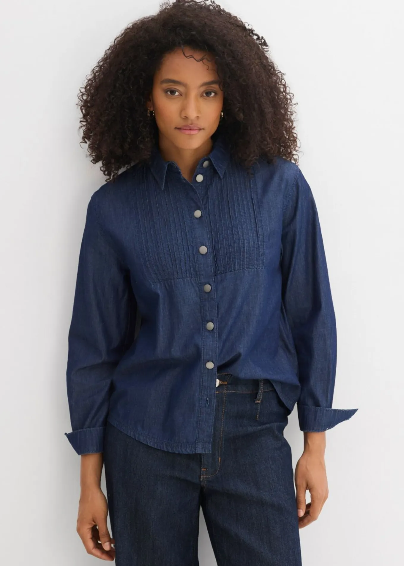 Blusa vaquera holgada de algodón orgánico