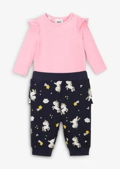 Bodi de manga larga + pantalón de chándal para bebés (2 piezas) de algodón orgánico