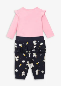 Bodi de manga larga + pantalón de chándal para bebés (2 piezas) de algodón orgánico