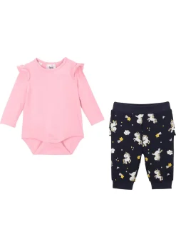 Bodi de manga larga + pantalón de chándal para bebés (2 piezas) de algodón orgánico