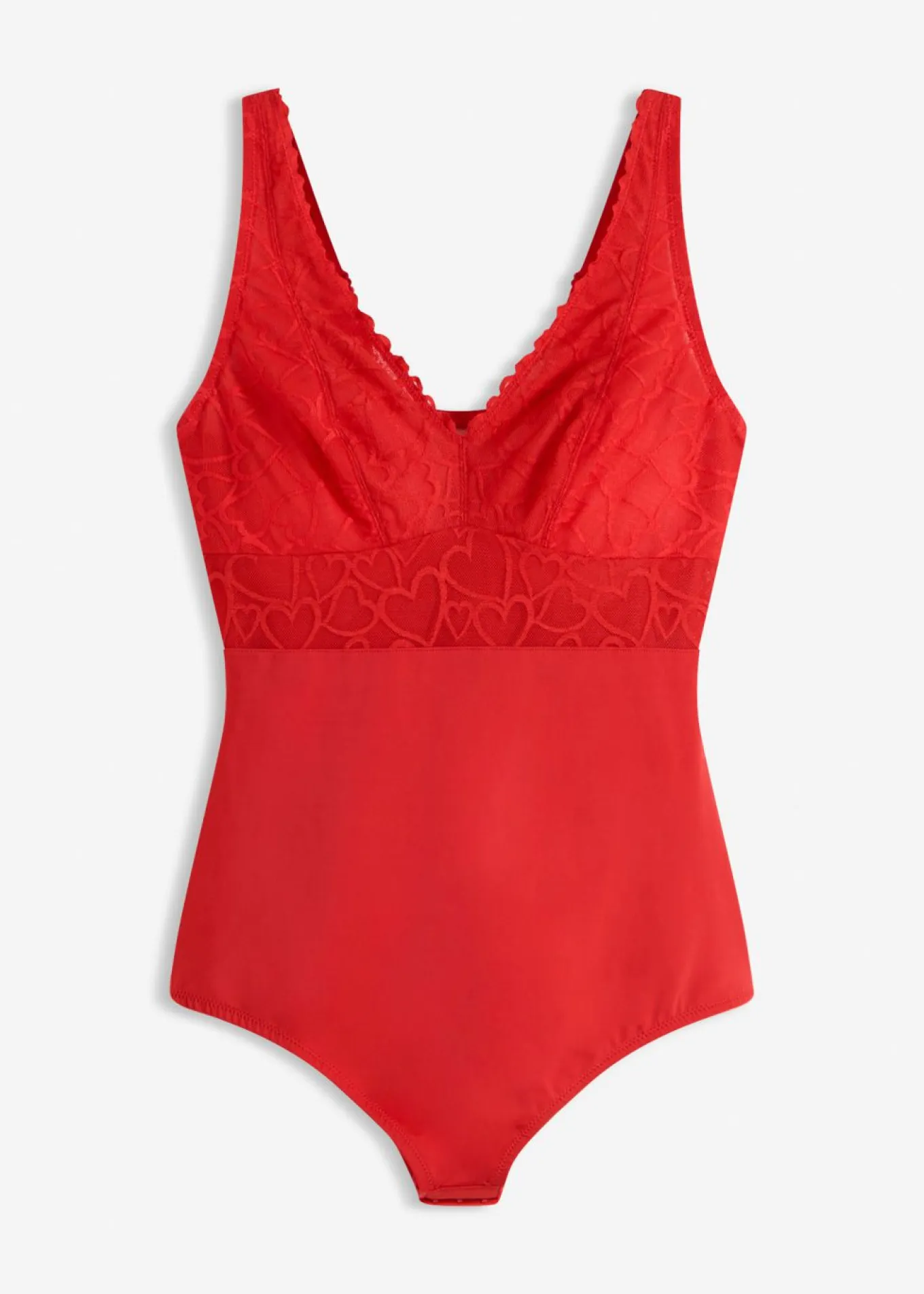 Body con efecto moldeador medio y encaje de corazones