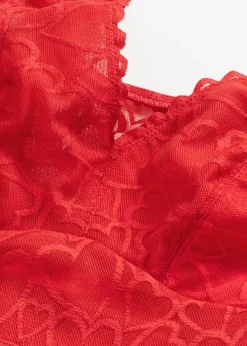 Body con efecto moldeador medio y encaje de corazones