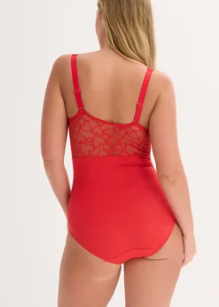 Body con efecto moldeador medio y encaje de corazones