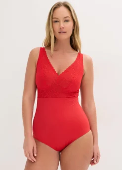 Body con efecto moldeador medio y encaje de corazones
