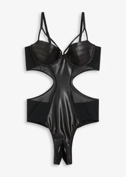Body con tanga con abertura y efecto mojado