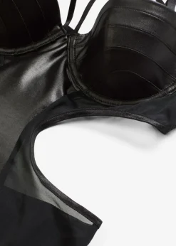Body con tanga con abertura y efecto mojado