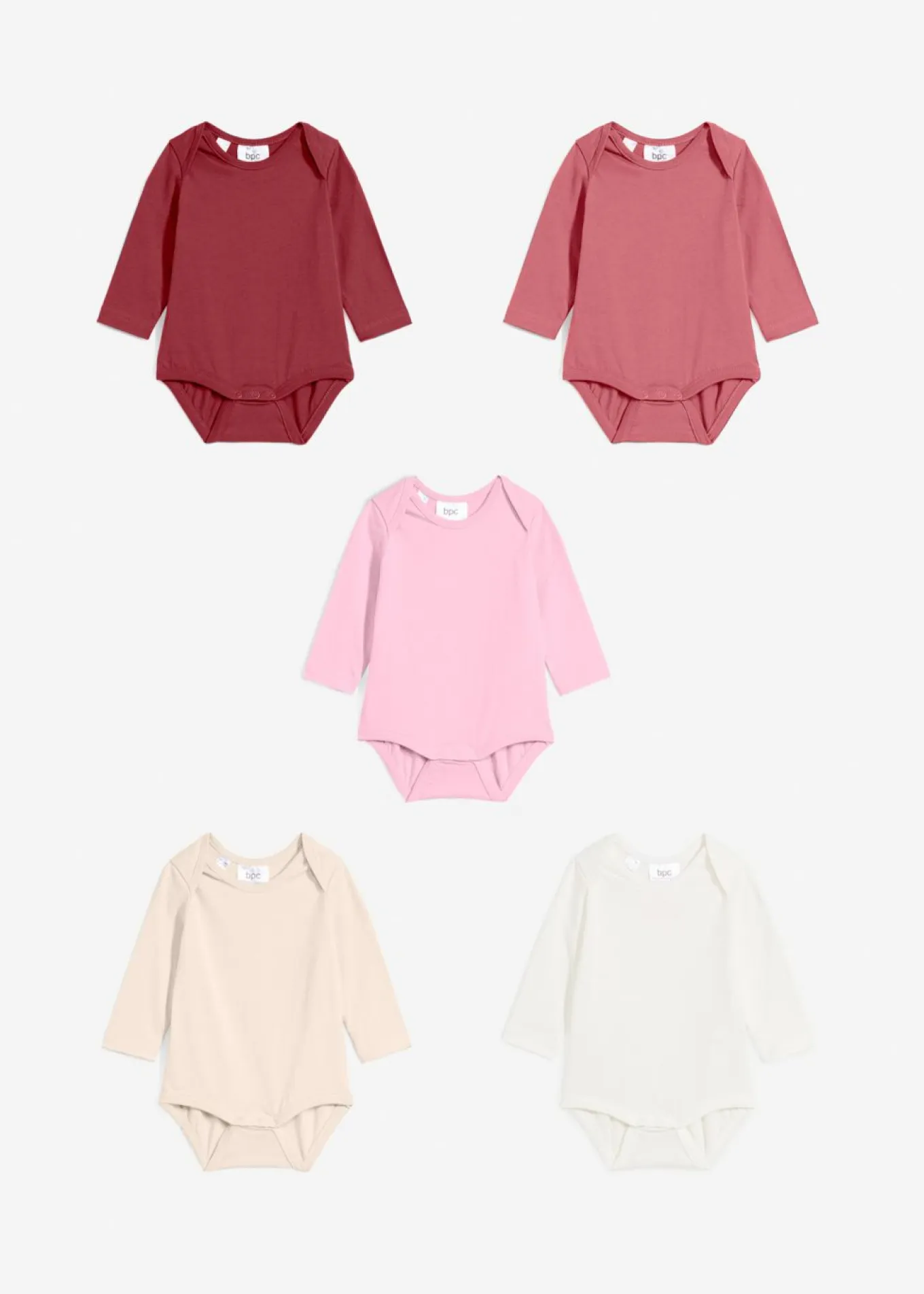 Body de manga larga de algodón orgánico para bebés (5 unidades)