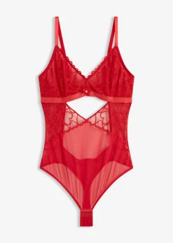 Body de tanga con encaje de corazones