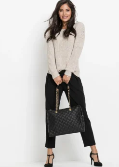 Bolso de mano con pespunte decorativo