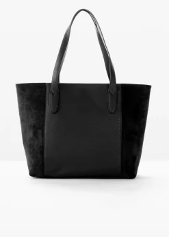 Bolso shopper grande con mezcla de materiales