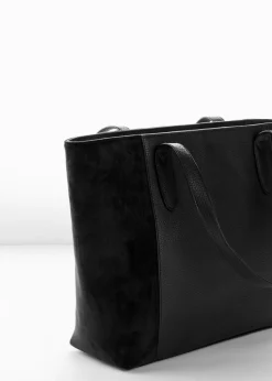 Bolso shopper grande con mezcla de materiales