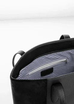 Bolso shopper grande con mezcla de materiales