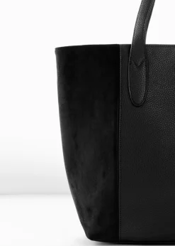Bolso shopper grande con mezcla de materiales