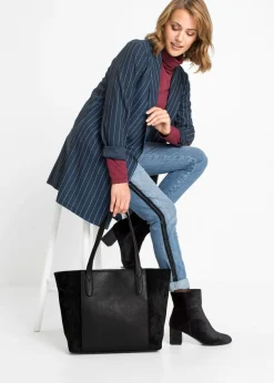 Bolso shopper grande con mezcla de materiales