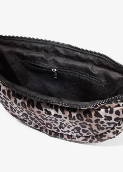 Bolso tipo bandolera de nailon con estampado de leopardo