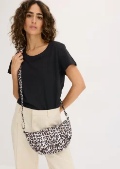 Bolso tipo bandolera de nailon con estampado de leopardo