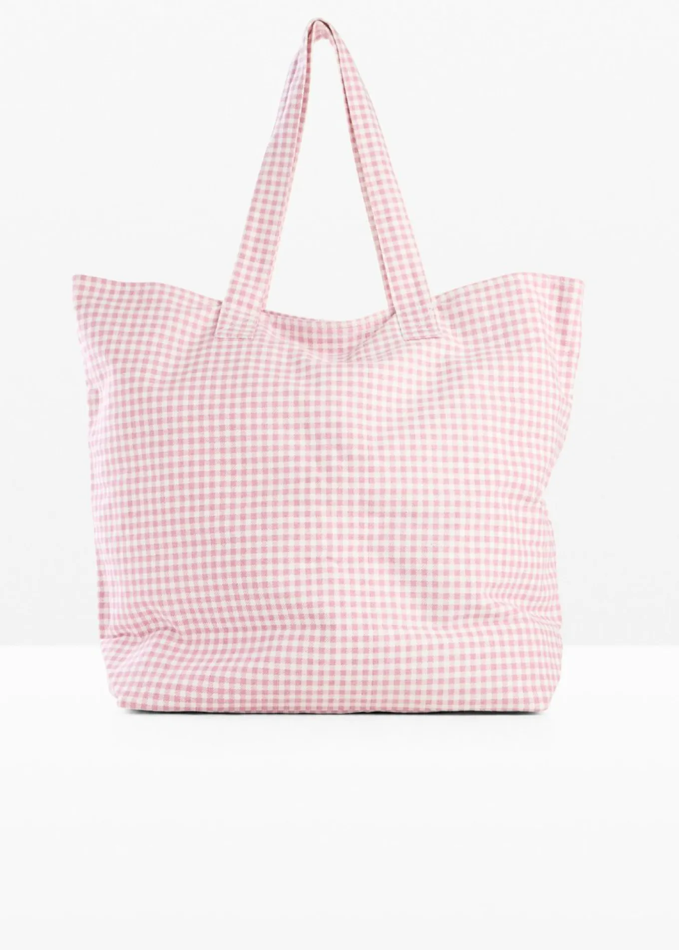 Bolso tipo shopper de lona con estampado de cuadros vichy