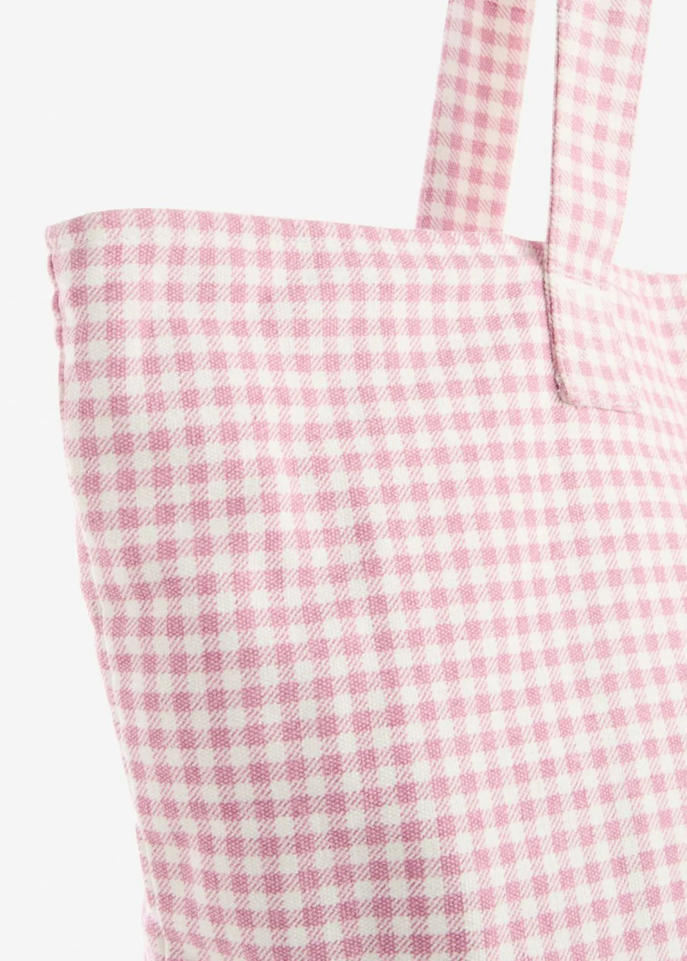 Bolso tipo shopper de lona con estampado de cuadros vichy